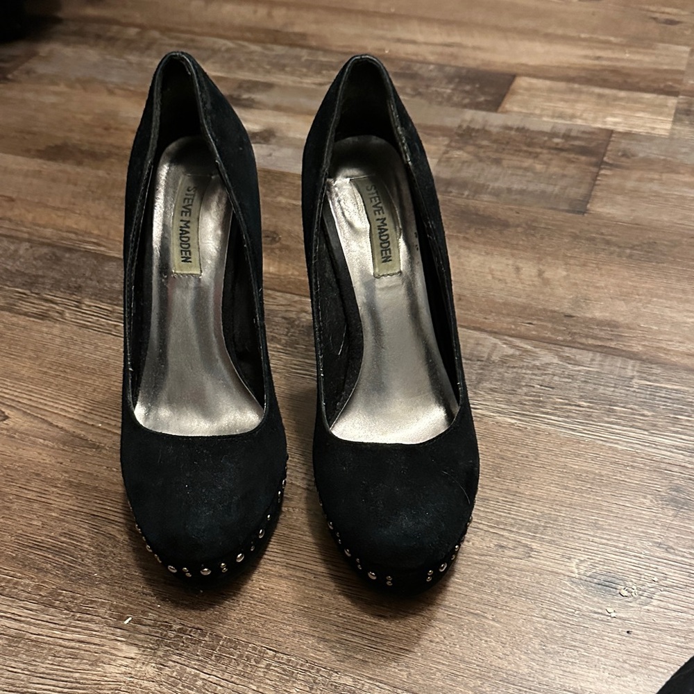 Steve Madden Black Heels with Studded Detail